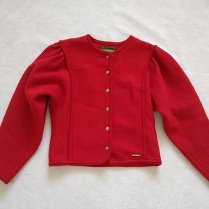 Cropped wool Geiger Made in Austria puff sleeve knit jacket cardigan